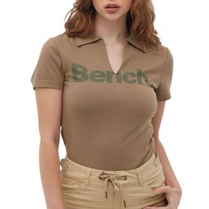 Bench Women's Short Sleeve V Neck Polo NWT Size L
